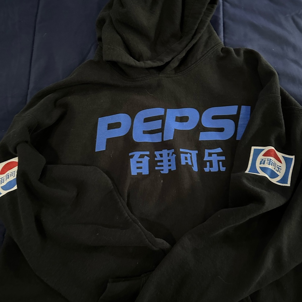 Pepsi Black Hoodie with Blue Accents